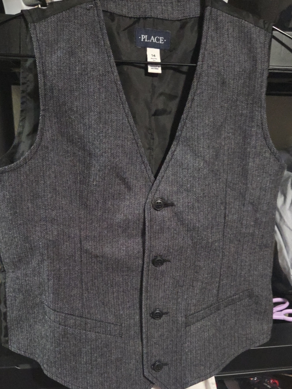 The Children's Place Boys' Gray Herringbone Vest